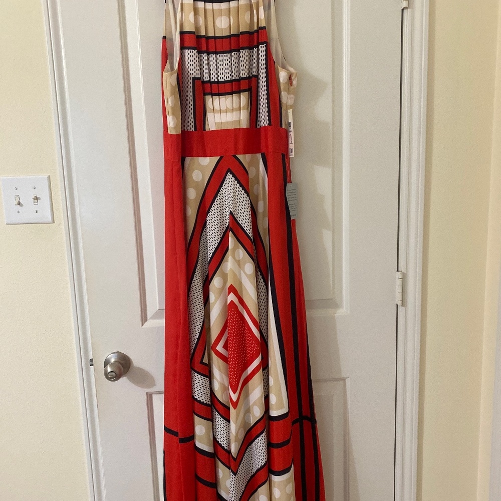 Eliza J Scarf Print Crepe De Chine Fit & Flare Maxi Dress